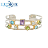 Silver & Gold Bracelet with Amethyst, Pearls, Topaz and Peridot
